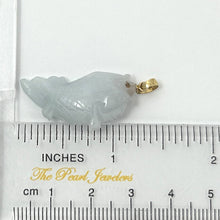 Load image into Gallery viewer, 14k Solid Yellow Gold Hand-Carved Carp Pale Green Jadeite Pendant Necklace
