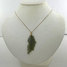 Load image into Gallery viewer, 14k Solid Yellow Gold Hand-Carved Carp Celadon-Green Jadeite Pendant