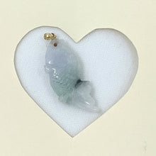 Load image into Gallery viewer, 14k Solid Yellow Gold Hand-Carved Carp Two-Tone Celadon Jadeite Pendant