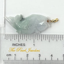Load image into Gallery viewer, 14k Solid Yellow Gold Hand-Carved Carp Two-Tone Celadon Jadeite Pendant