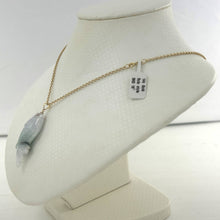 Load image into Gallery viewer, 14k Solid Yellow Gold Hand-Carved Carp Two-Tone Celadon Jadeite Pendant