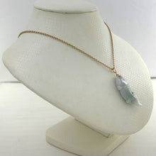 Load image into Gallery viewer, 14k Solid Yellow Gold Hand-Carved Carp Two-Tone Celadon Jadeite Pendant