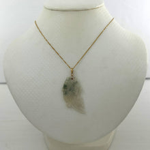 Load image into Gallery viewer, 14k Solid Yellow Gold Hand-Carved Carp White-Green Jadeite Pendant