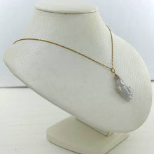 Load image into Gallery viewer, 14k Solid Yellow Gold Hand-Carved Carp White Jadeite Pendant
