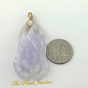 14k Solid Yellow Gold Exquisite Carving Chayote Jade Pendant Necklace