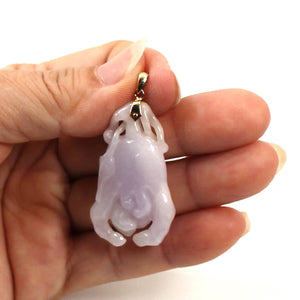 14k Solid Yellow Gold Exquisite Carving Chayote Jade Pendant Necklace