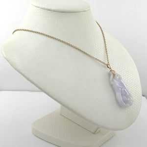 14k Solid Yellow Gold Exquisite Carving Chayote Jade Pendant Necklace