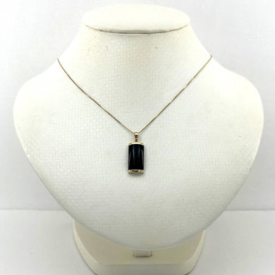 14k Gold Curve Black Onyx Pendant