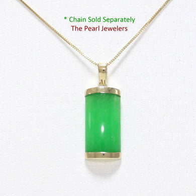 14k Gold Curve Green Jade Pendant