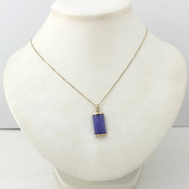 14k Gold Curve Lavender Jade Pendant
