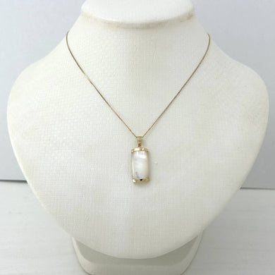 14k Gold Curve White MOP Pendant