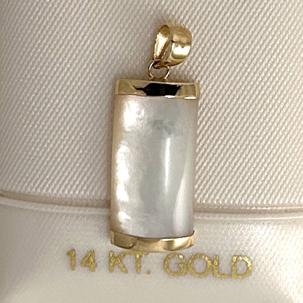 14k Gold Curve White MOP Pendant