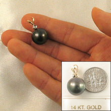 Load image into Gallery viewer, 14k Yellow Gold Diamond Natural Black Tahitian Pearl Pendant
