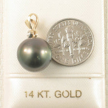 Load image into Gallery viewer, 14k Yellow Gold Diamond Natural Black Tahitian Pearl Pendant
