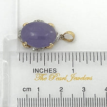 Load image into Gallery viewer, 14k Gold Diamond Lavender Oval Jade Pendant Necklace
