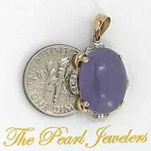 Load image into Gallery viewer, 14k Gold Diamond Lavender Oval Jade Pendant Necklace