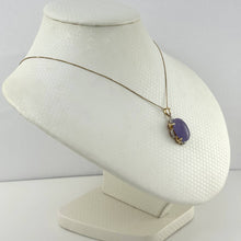 Load image into Gallery viewer, 14k Gold Diamond Lavender Oval Jade Pendant Necklace