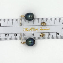 Load image into Gallery viewer, 14K Yellow Gold Diamond Black Pearl Heart Stud Earrings (9–10mm)