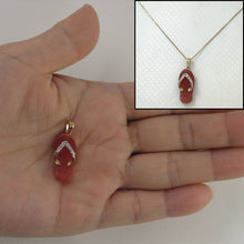 Load image into Gallery viewer, 14k Solid Yellow Gold Diamonds Flip-Flop Slipper Red Jade Pendant Necklace