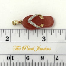 Load image into Gallery viewer, 14k Solid Yellow Gold Diamonds Flip-Flop Slipper Red Jade Pendant Necklace