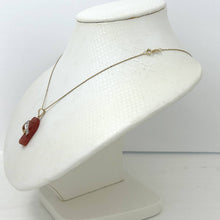Load image into Gallery viewer, 14k Solid Yellow Gold Diamonds Flip-Flop Slipper Red Jade Pendant Necklace