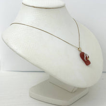 Load image into Gallery viewer, 14k Solid Yellow Gold Diamonds Flip-Flop Slipper Red Jade Pendant Necklace