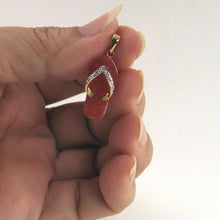 Load image into Gallery viewer, 14k Solid Yellow Gold Diamonds Flip-Flop Slipper Red Jade Pendant Necklace