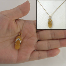 Load image into Gallery viewer, 14k Solid Yellow Gold Diamonds Flip-Flop Slipper Yellow Jade Pendant Necklace