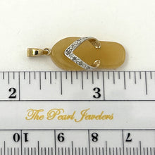 Load image into Gallery viewer, 14k Solid Yellow Gold Diamonds Flip-Flop Slipper Yellow Jade Pendant Necklace