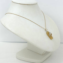 Load image into Gallery viewer, 14k Solid Yellow Gold Diamonds Flip-Flop Slipper Yellow Jade Pendant Necklace