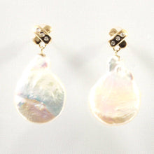 Load image into Gallery viewer, 14K Yellow Gold Diamond X Baroque Pearl Stud Earrings