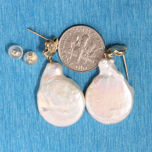 14K Yellow Gold Diamond X Baroque Pearl Stud Earrings