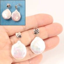 Load image into Gallery viewer, 14K White Gold Diamond X Baroque Pearl Stud Earrings