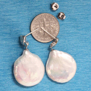 14K White Gold Diamond X Baroque Pearl Stud Earrings