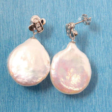 Load image into Gallery viewer, 14K White Gold Diamond X Baroque Pearl Stud Earrings