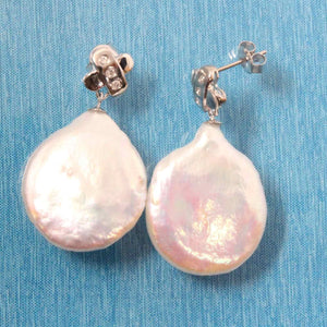 14K White Gold Diamond X Baroque Pearl Stud Earrings