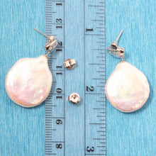 Load image into Gallery viewer, 14K White Gold Diamond X Baroque Pearl Stud Earrings