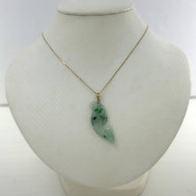 Load image into Gallery viewer, 14k Solid Yellow Gold Hand-Carved Dolphin Natural Jadeite Pendant Necklace