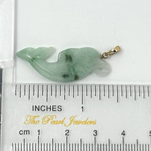 Load image into Gallery viewer, 14k Solid Yellow Gold Hand-Carved Dolphin Natural Jadeite Pendant Necklace