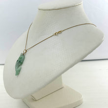 Load image into Gallery viewer, 14k Solid Yellow Gold Hand-Carved Dolphin Natural Jadeite Pendant Necklace