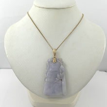 Load image into Gallery viewer, 14k Solid Yellow Gold Double-Sided Exquisite Carving Bamboo Jade Pendant Necklace