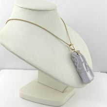 Load image into Gallery viewer, 14k Solid Yellow Gold Double-Sided Exquisite Carving Bamboo Jade Pendant Necklace