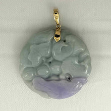 Load image into Gallery viewer, 14k Solid Yellow Gold Double-Sided Exquisite Carving Carp &amp; Lotus Jade Pendant Necklace