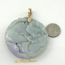 Load image into Gallery viewer, 14k Solid Yellow Gold Double-Sided Exquisite Carving Carp &amp; Lotus Jade Pendant Necklace