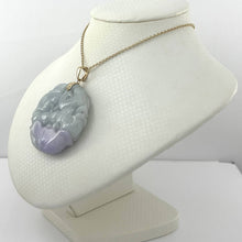 Load image into Gallery viewer, 14k Solid Yellow Gold Double-Sided Exquisite Carving Carp &amp; Lotus Jade Pendant Necklace
