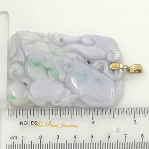 14k Solid Yellow Gold Double-Sided Exquisite Carving Jadeite Pendant Necklace