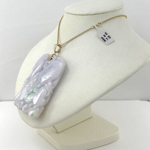 14k Solid Yellow Gold Double-Sided Exquisite Carving Jadeite Pendant Necklace