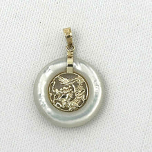 Load image into Gallery viewer, 14k Solid Gold Dragon Mother of Pearl Donut Pendant