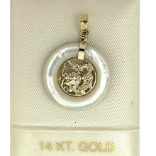 Load image into Gallery viewer, 14k Solid Gold Dragon Mother of Pearl Donut Pendant
