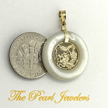 Load image into Gallery viewer, 14k Solid Gold Dragon Mother of Pearl Donut Pendant